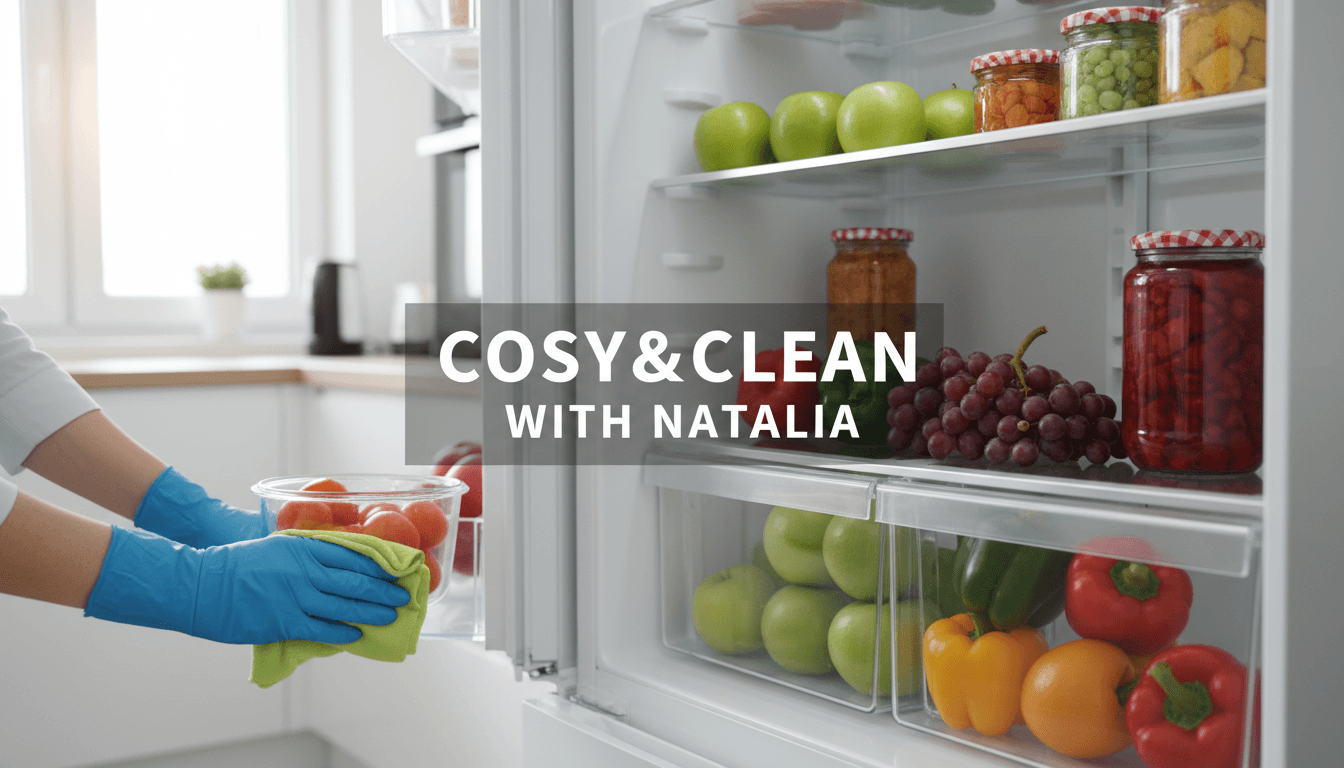 Cleaner organizing and cleaning a pristine refrigerator interior with precision.