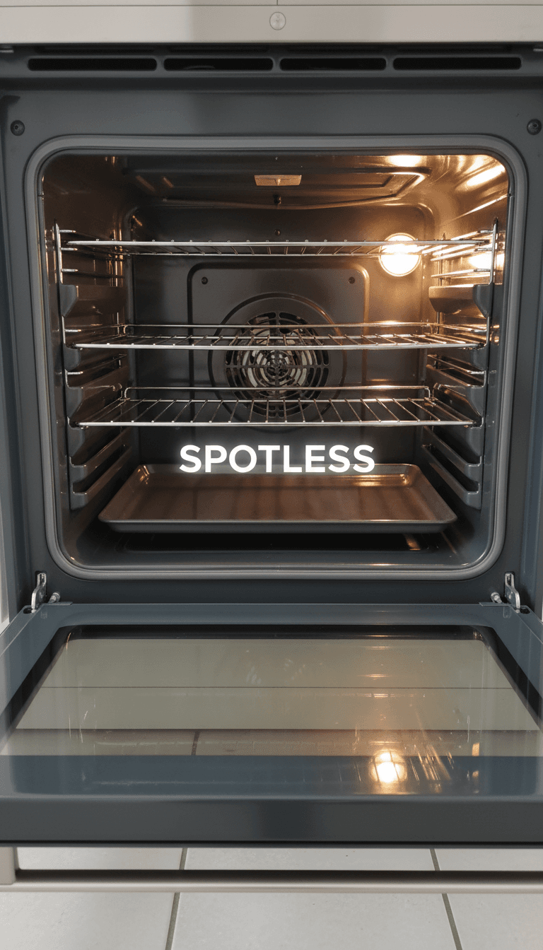 Clean oven interior with polished shelves