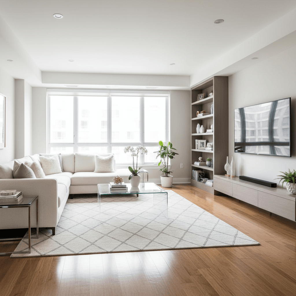 Living room after professional cleaning