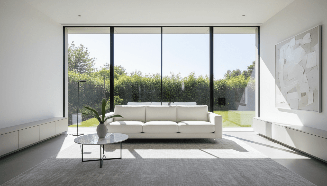 Bright, clean modern living room with natural light and comfortable seating
