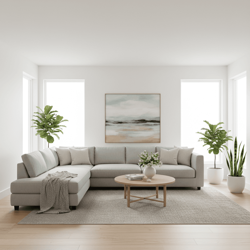 Bright, clean living room ready for relaxation