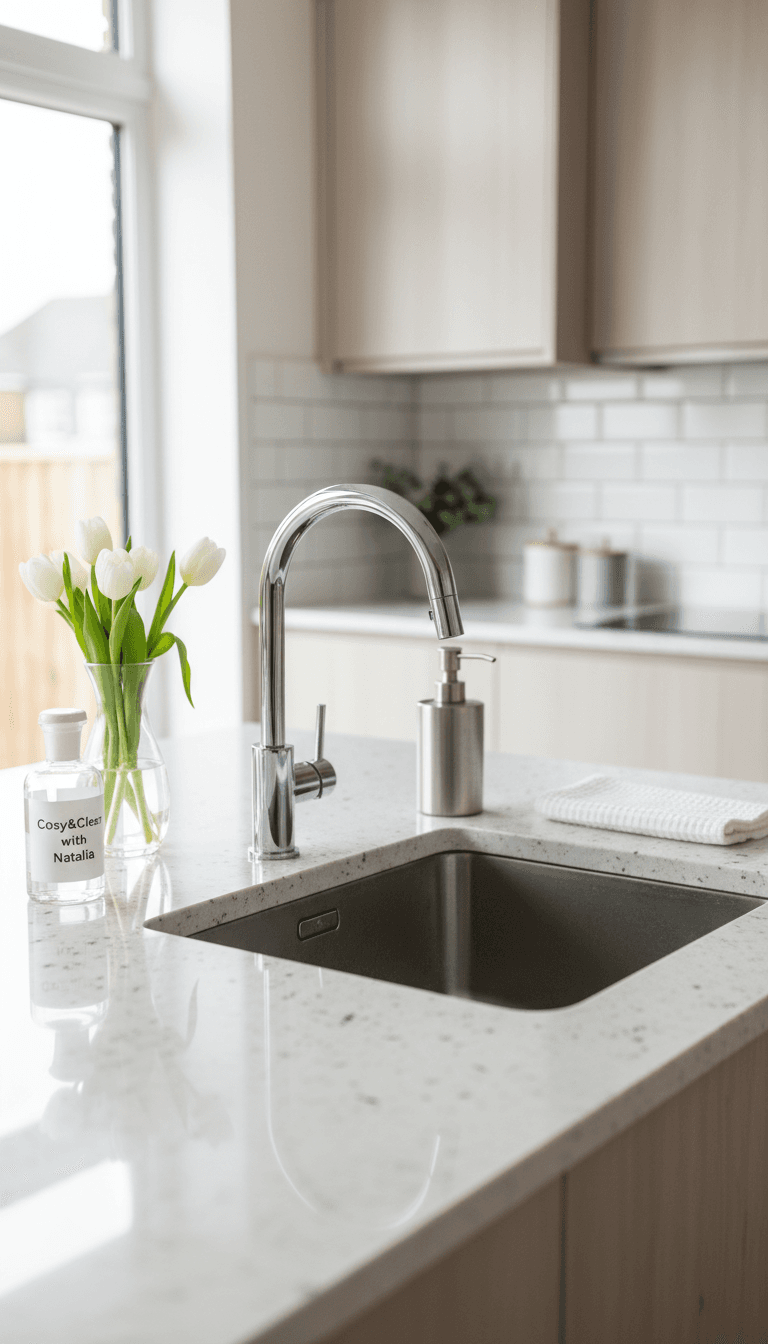 Sparkling clean kitchen counter with professional finishing details