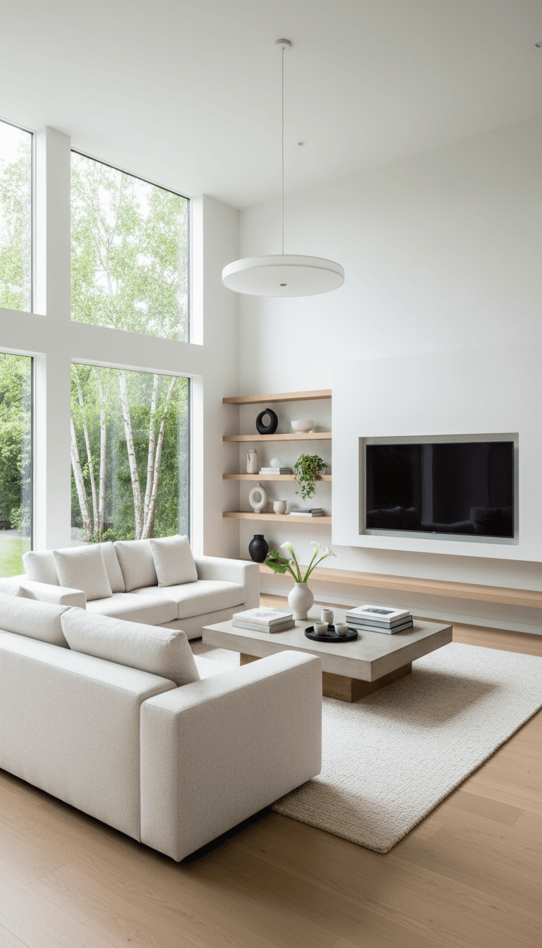 Clean and organized living room in a Glasgow home